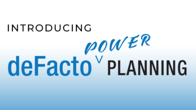 deFacto Global - Introducing deFacto Power Planning Banner Image with Logo