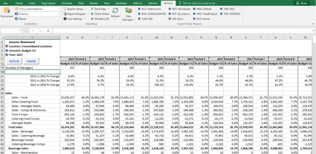 deFacto Power Planning - Templates & Reports Examples - Income Statement