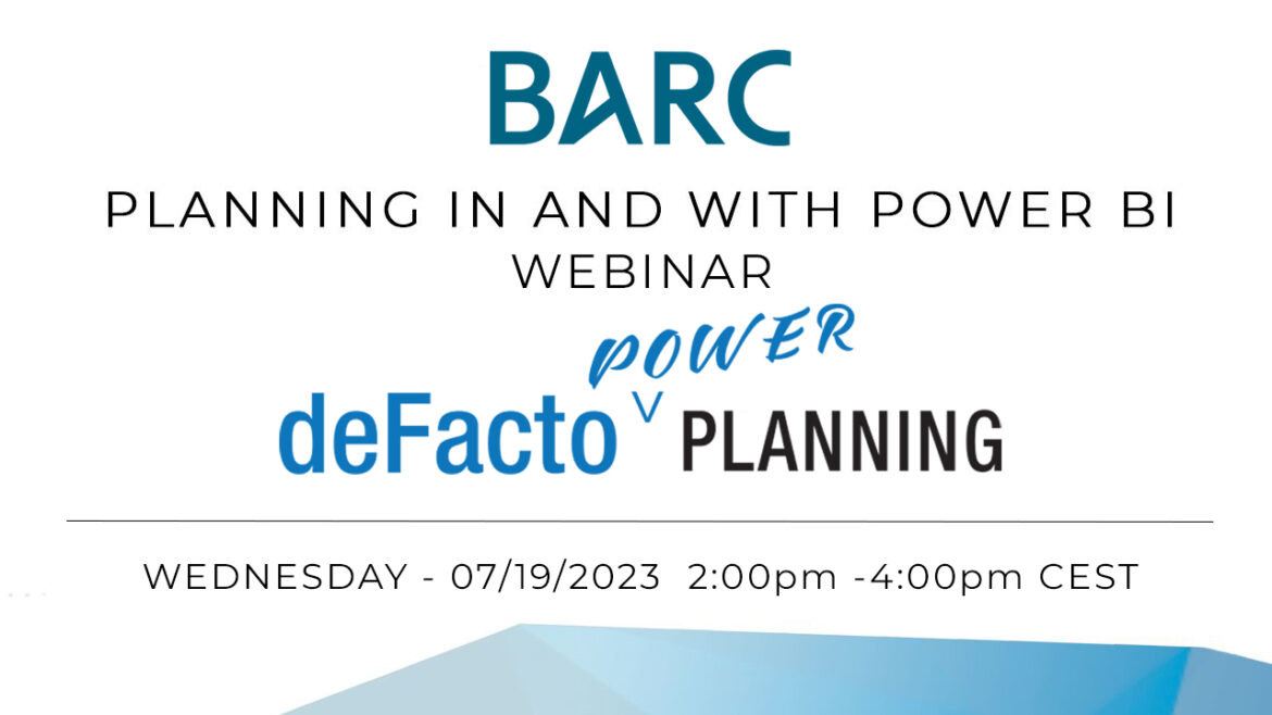 BARC Planning In and With Power BI Webinar with deFacto Global on deFacto Power Planning